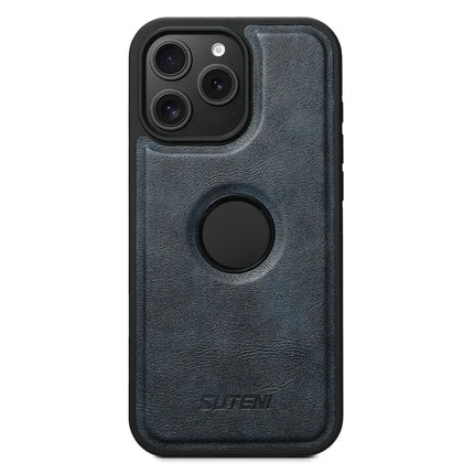 SUTENI G1 For iPhone 16 Pro Max Magnetic Case Waxy Texture Leather Coated TPU Phone Cover