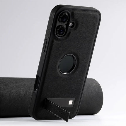 SUTENI G2 For iPhone 16 Plus Magnetic Case Kickstand Litchi Texture Leather+TPU Cover