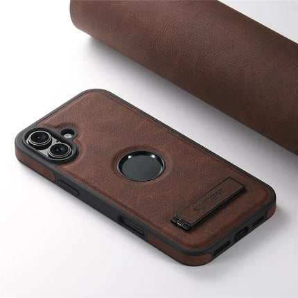 SUTENI G2 For iPhone 16 Plus Magnetic Case Kickstand Litchi Texture Leather+TPU Cover