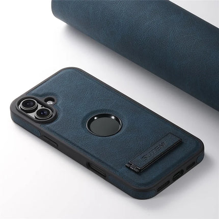 SUTENI G2 For iPhone 16 Plus Magnetic Case Kickstand Litchi Texture Leather+TPU Cover