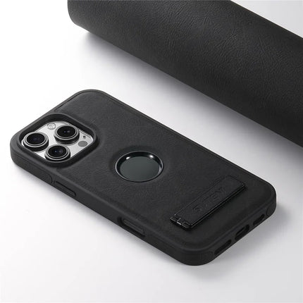 SUTENI G2 For iPhone 16 Pro Max Magnetic Case Kickstand Litchi Texture Leather+TPU Cover