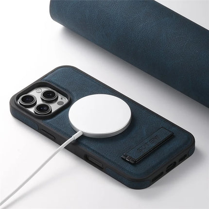 SUTENI G2 For iPhone 16 Pro Max Magnetic Case Kickstand Litchi Texture Leather+TPU Cover