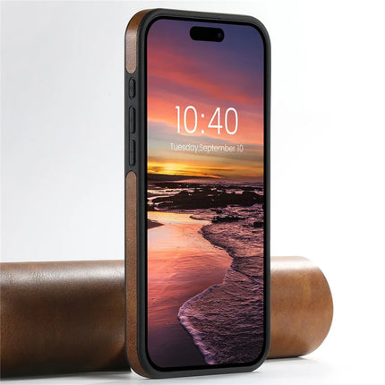 SUTENI G2 For iPhone 16 Pro Magnetic Case Leather Phone Back Cover Waxy Texture Kickstand