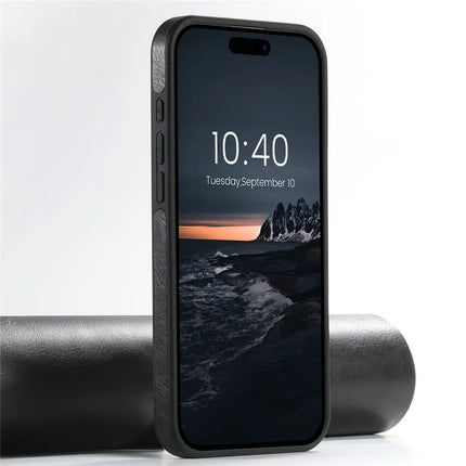 SUTENI G2 For iPhone 16 Pro Magnetic Case Leather Phone Back Cover Waxy Texture Kickstand