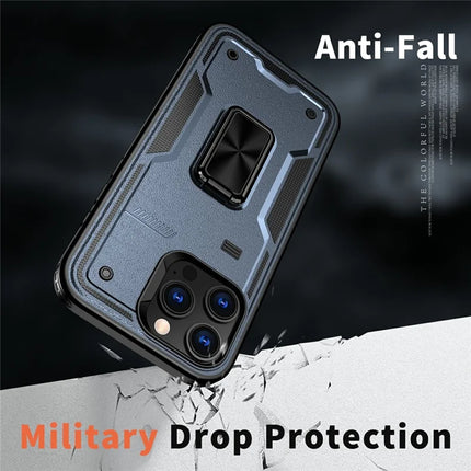 For iPhone 16 Pro Max Case Ring Kickstand Anti-Drop PC+TPU Phone Cover