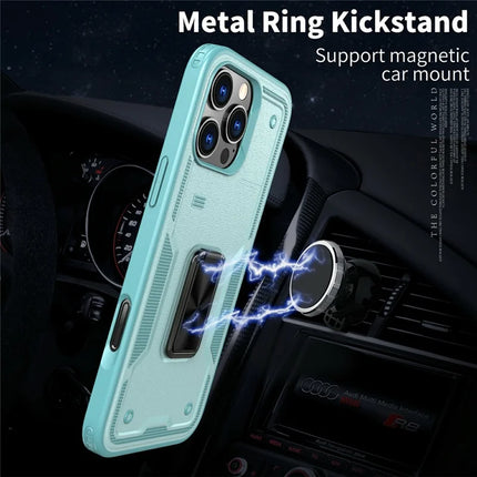 For iPhone 16 Pro Max Case Ring Kickstand Anti-Drop PC+TPU Phone Cover