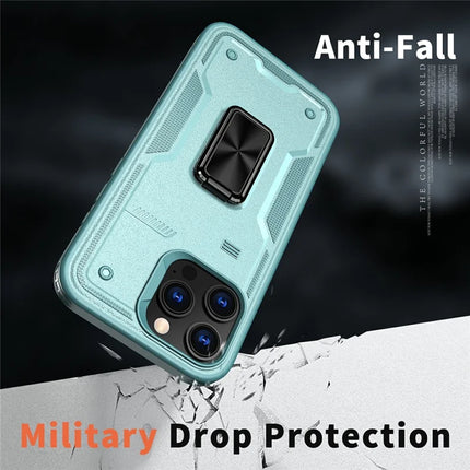 For iPhone 16 Pro Max Case Ring Kickstand Anti-Drop PC+TPU Phone Cover