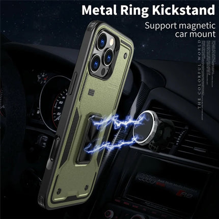 For iPhone 16 Pro Max Case Ring Kickstand Anti-Drop PC+TPU Phone Cover