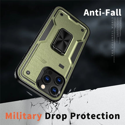 For iPhone 16 Pro Max Case Ring Kickstand Anti-Drop PC+TPU Phone Cover