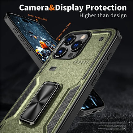 For iPhone 16 Pro Max Case Ring Kickstand Anti-Drop PC+TPU Phone Cover