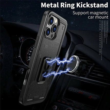 For iPhone 16 Pro Max Case Ring Kickstand Anti-Drop PC+TPU Phone Cover