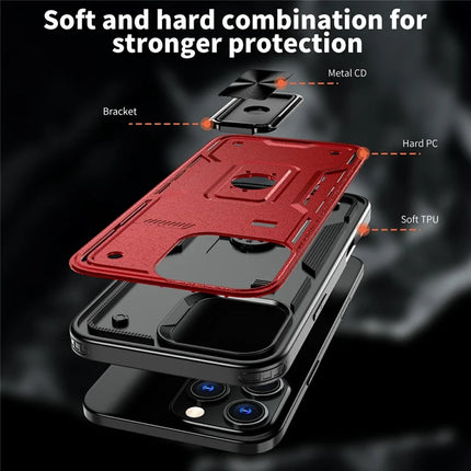 For iPhone 16 Pro Max Case Ring Kickstand Anti-Drop PC+TPU Phone Cover
