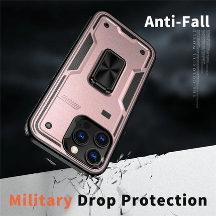 For iPhone 16 Pro Max Case Ring Kickstand Anti-Drop PC+TPU Phone Cover