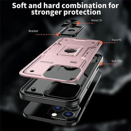 For iPhone 16 Pro Max Case Ring Kickstand Anti-Drop PC+TPU Phone Cover