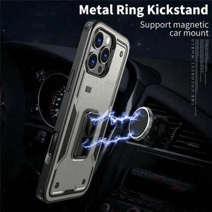 For iPhone 16 Pro Max Case Ring Kickstand Anti-Drop PC+TPU Phone Cover