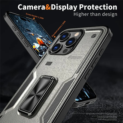 For iPhone 16 Pro Max Case Ring Kickstand Anti-Drop PC+TPU Phone Cover