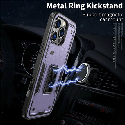 For iPhone 16 Pro Max Case Ring Kickstand Anti-Drop PC+TPU Phone Cover