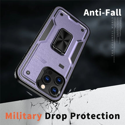 For iPhone 16 Pro Max Case Ring Kickstand Anti-Drop PC+TPU Phone Cover