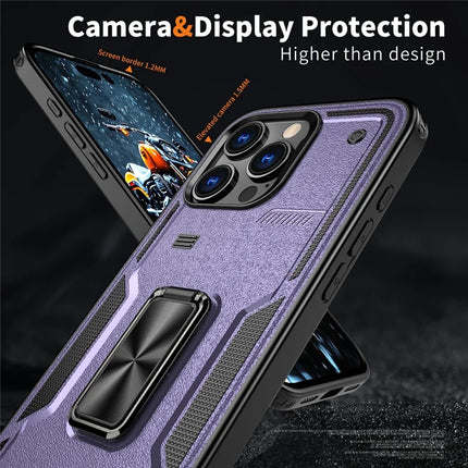 For iPhone 16 Pro Max Case Ring Kickstand Anti-Drop PC+TPU Phone Cover