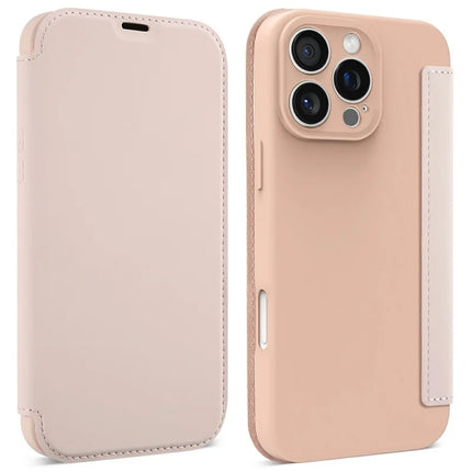 For iPhone 16 Pro Max Case Card Holder Kickstand Liquid Silicone Phone Cover - Pink