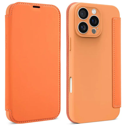 For iPhone 16 Pro Max Case Card Holder Kickstand Liquid Silicone Phone Cover - Orange