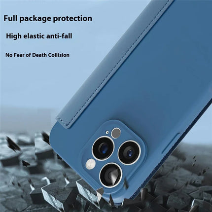 For iPhone 16 Pro Max Case Card Holder Kickstand Liquid Silicone Phone Cover