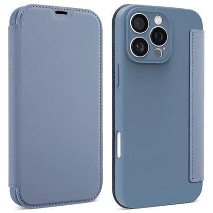 For iPhone 16 Pro Max Case Card Holder Kickstand Liquid Silicone Phone Cover - Lavender Grey