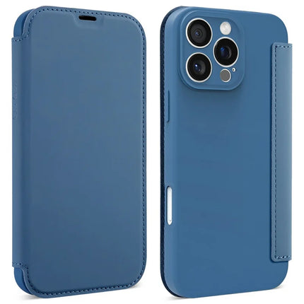 For iPhone 16 Pro Case Card Holder Kickstand Liquid Silicone Phone Cover - Sapphire