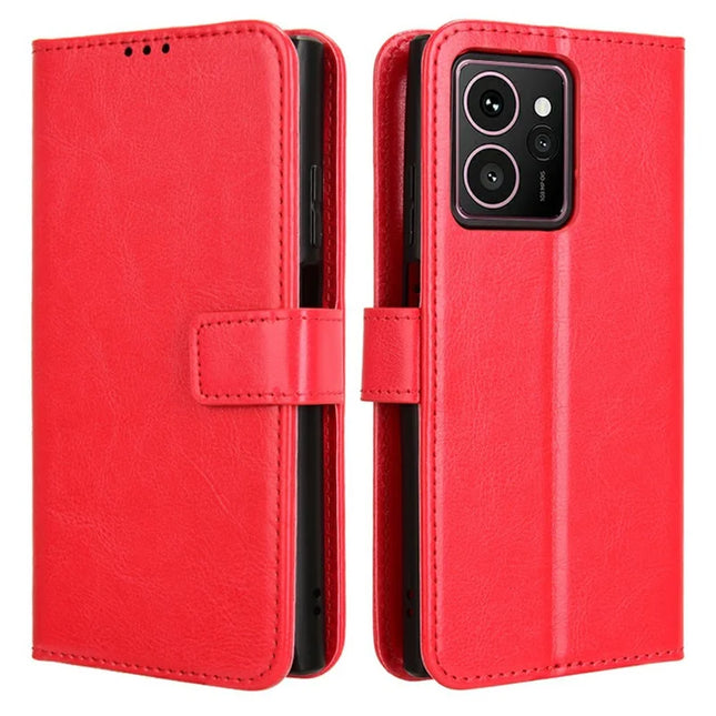 For HMD Skyline Case Crazy Horse Texture PU Leather Phone Wallet Cover - Red