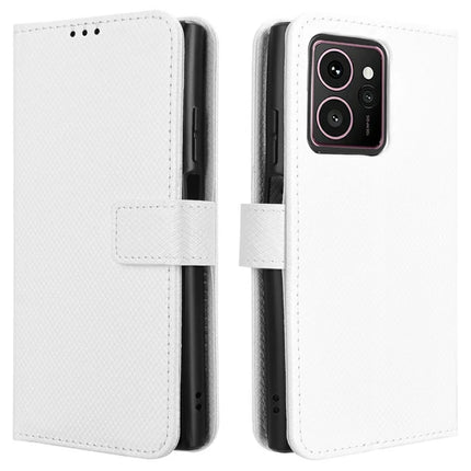 For HMD Skyline Case PU Leather Diamond Texture Wallet Phone Cover - White