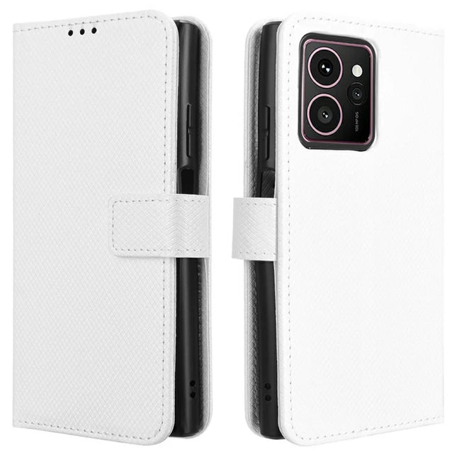 For HMD Skyline Case PU Leather Diamond Texture Wallet Phone Cover - White