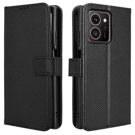 For HMD Skyline Case PU Leather Diamond Texture Wallet Phone Cover - Black