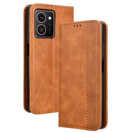 For HMD Skyline Leather Case Wallet Stand Retro Texture Phone Cover - Brown