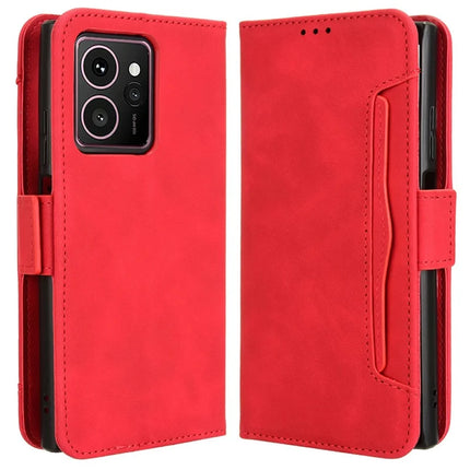 For HMD Skyline Leather Case Phone Wallet Cover with Multiple Card Slots - Red