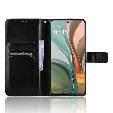 For Motorola Moto G75 5G Case Crazy Horse Texture PU Leather Phone Wallet Cover