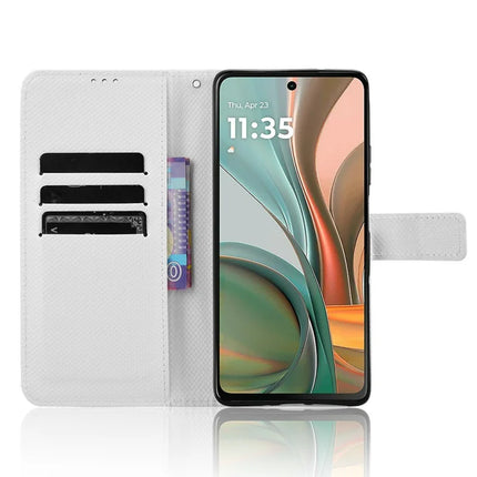 For Motorola Moto G75 5G Case PU Leather Diamond Texture Wallet Phone Cover