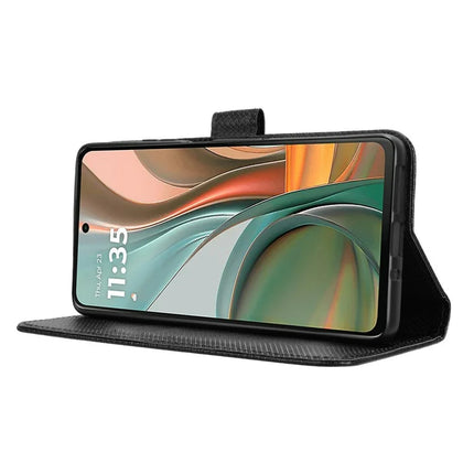For Motorola Moto G75 5G Case PU Leather Diamond Texture Wallet Phone Cover