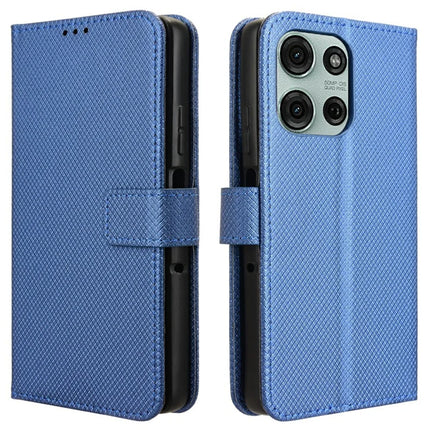 For Motorola Moto G75 5G Case PU Leather Diamond Texture Wallet Phone Cover - Blue