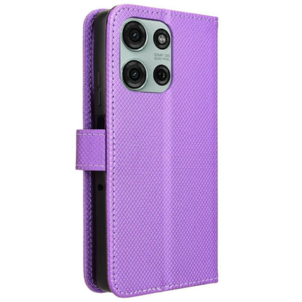 For Motorola Moto G75 5G Case PU Leather Diamond Texture Wallet Phone Cover