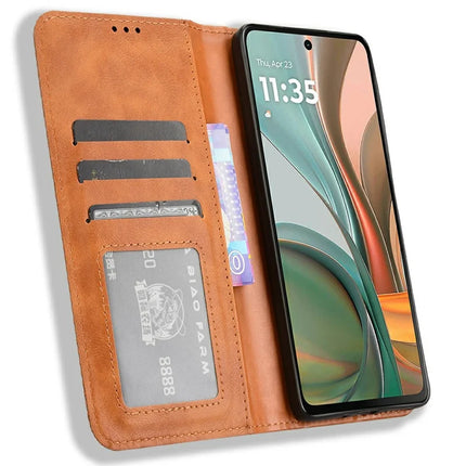 For Motorola Moto G75 5G Leather Case Wallet Stand Retro Texture Phone Cover