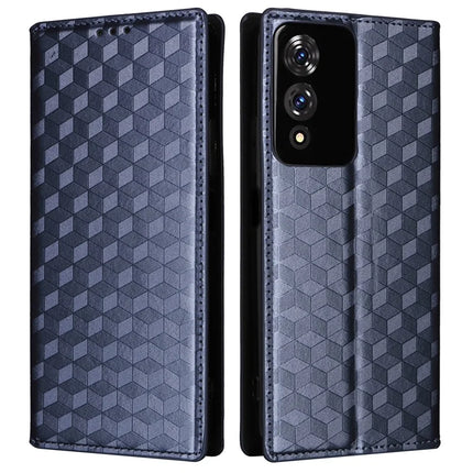 For Cubot A10 Wallet Case Rhombus Imprinted Leather Phone Cover - Blue