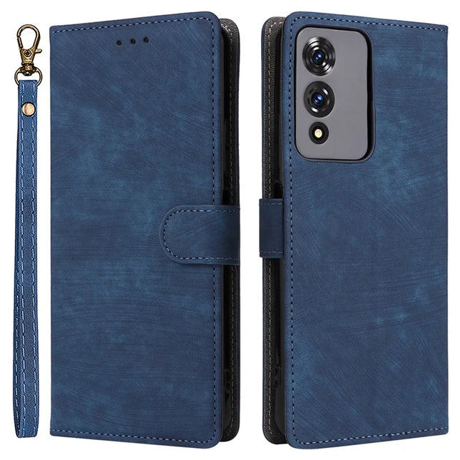 For Cubot A10 Wallet Case RFID Blocking PU Leather Cover Stand View - Blue