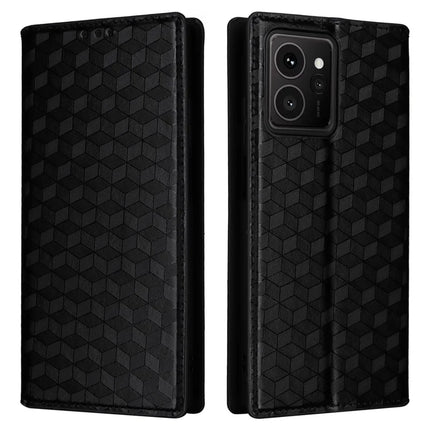 For HMD Skyline Wallet Case Rhombus Imprinted Leather Phone Cover - Black