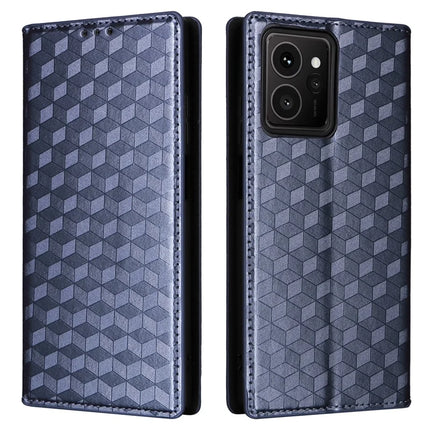 For HMD Skyline Wallet Case Rhombus Imprinted Leather Phone Cover - Blue