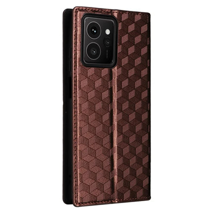 For HMD Skyline Wallet Case Rhombus Imprinted Leather Phone Cover