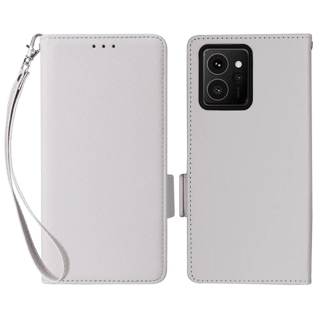For HMD Skyline Case Litchi Texture PU Leather Wallet Flip Phone Cover - White