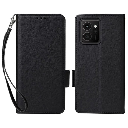 For HMD Skyline Case Litchi Texture PU Leather Wallet Flip Phone Cover - Black