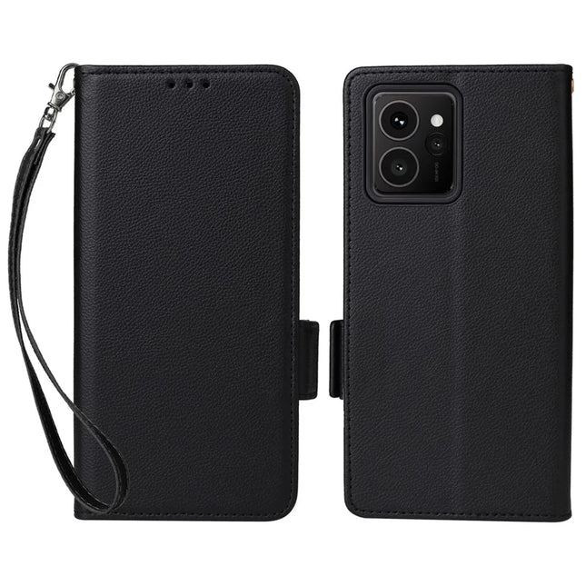 For HMD Skyline Case Litchi Texture PU Leather Wallet Flip Phone Cover - Black
