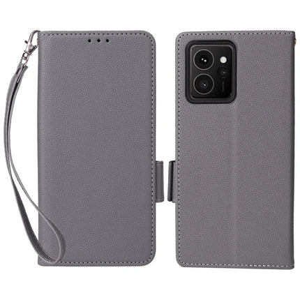 For HMD Skyline Case Litchi Texture PU Leather Wallet Flip Phone Cover - Grey