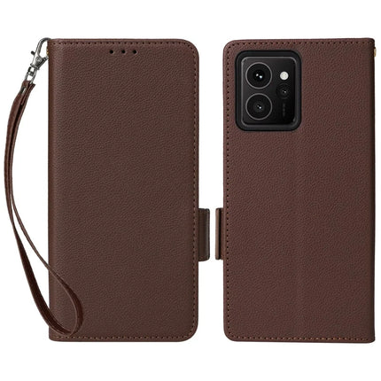 For HMD Skyline Case Litchi Texture PU Leather Wallet Flip Phone Cover - Brown